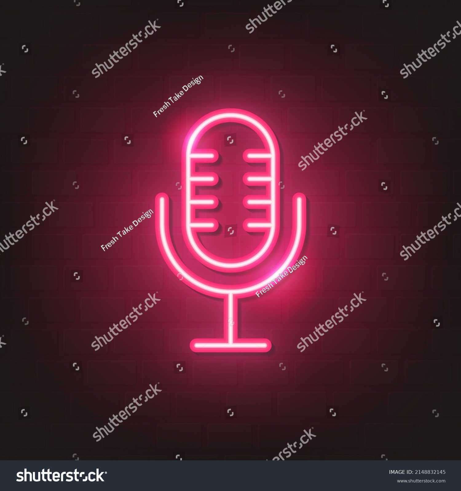 Pink Microphone Neon Sign Brick Wall Stock Illustration 2148832145 ...