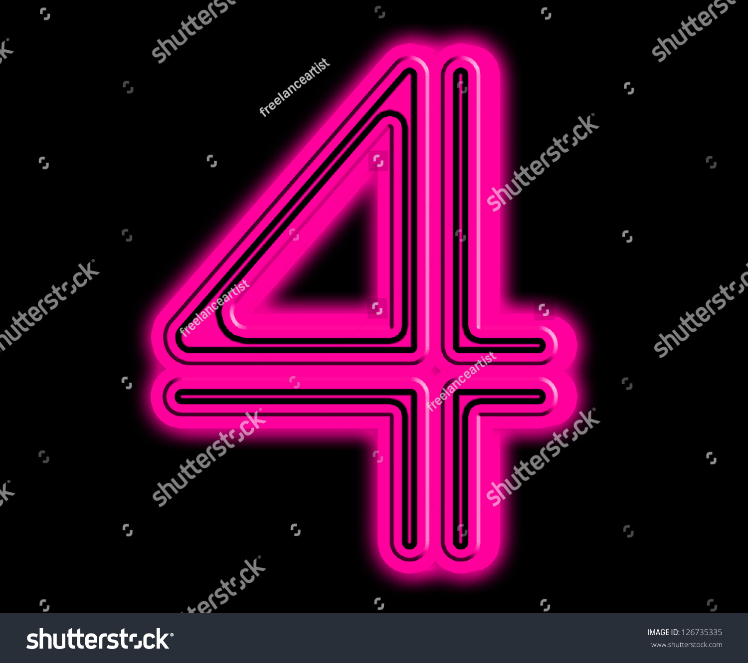 Pink Neon Numbers Stock Illustration 126735335