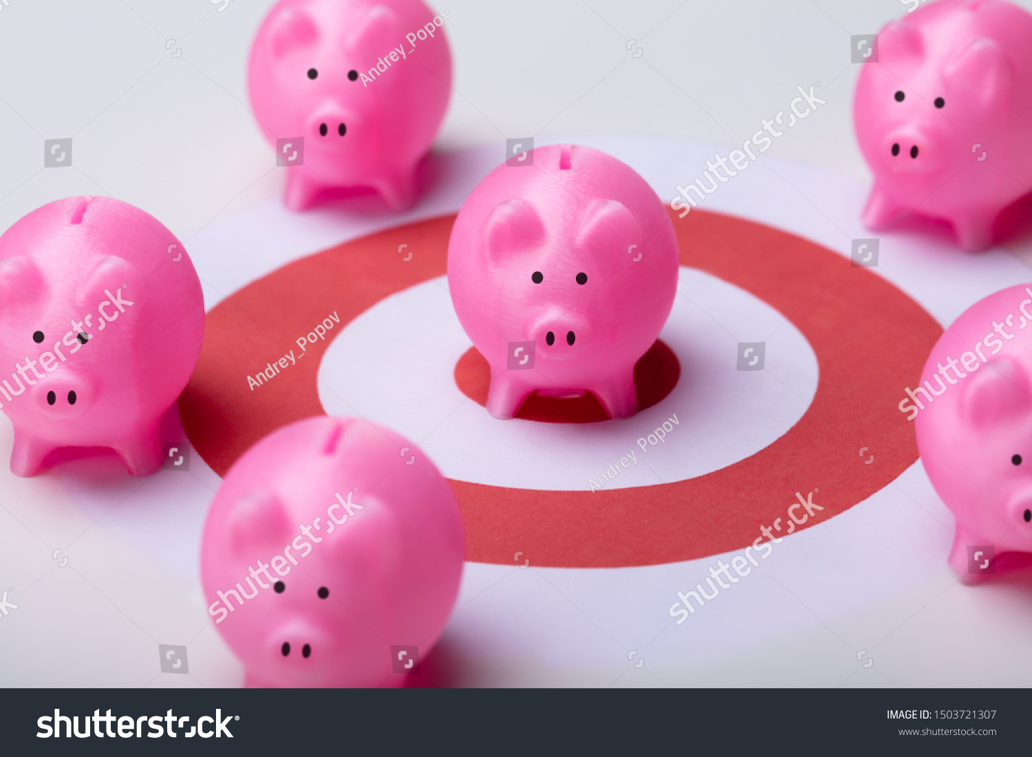 Pink Piggy Banks On Darts Target Stock Photo Edit Now 1503721307