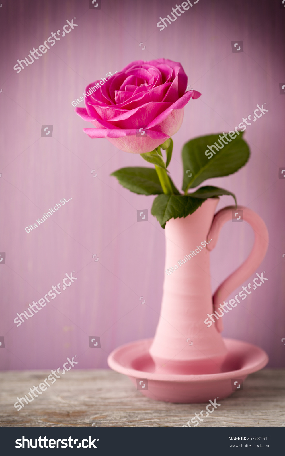 Pink Roses Vase Valentines Day Decoration Stock Photo Edit Now
