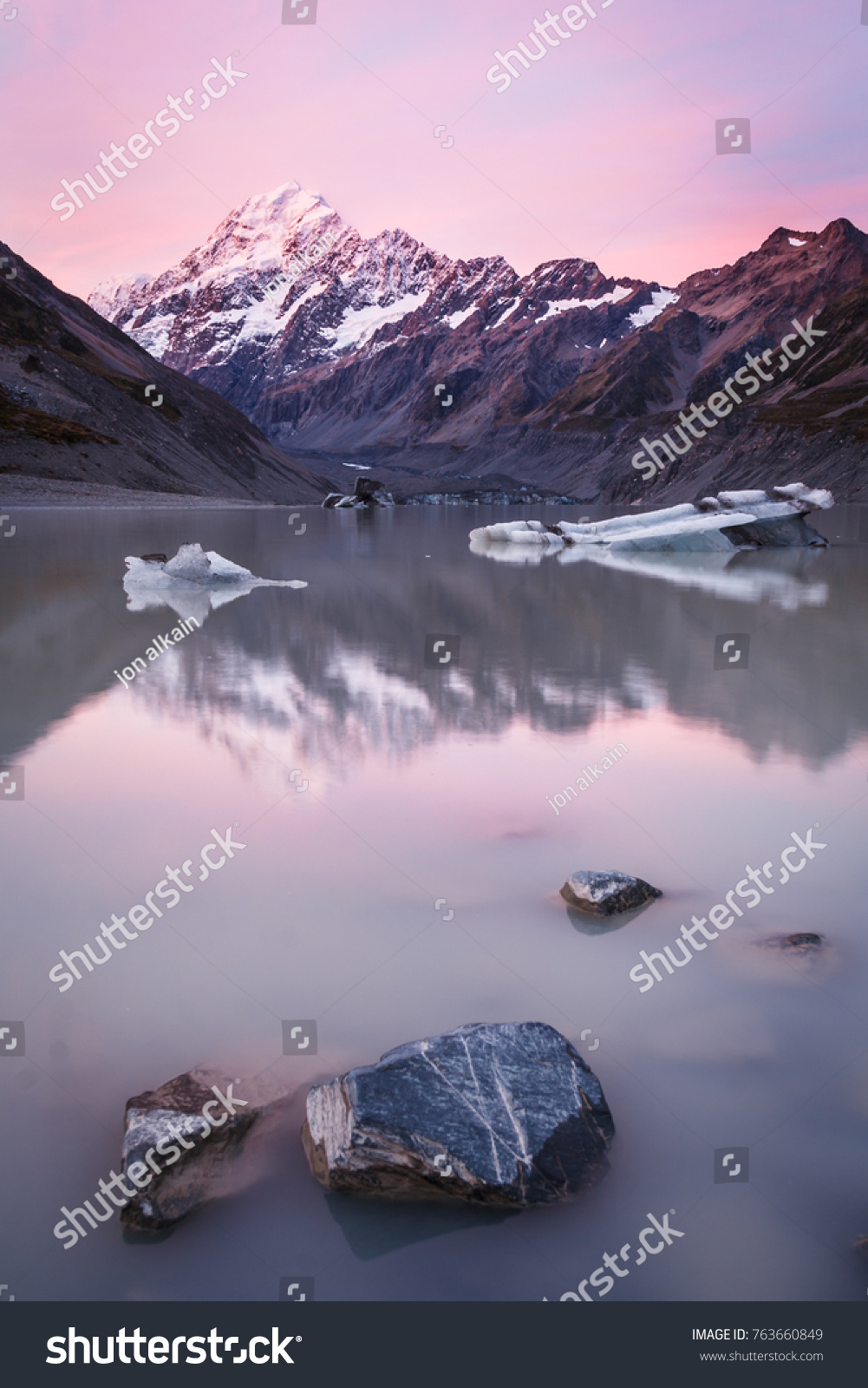 Pink Sunset View Mount Cook Landscape Stock Photo Edit Now