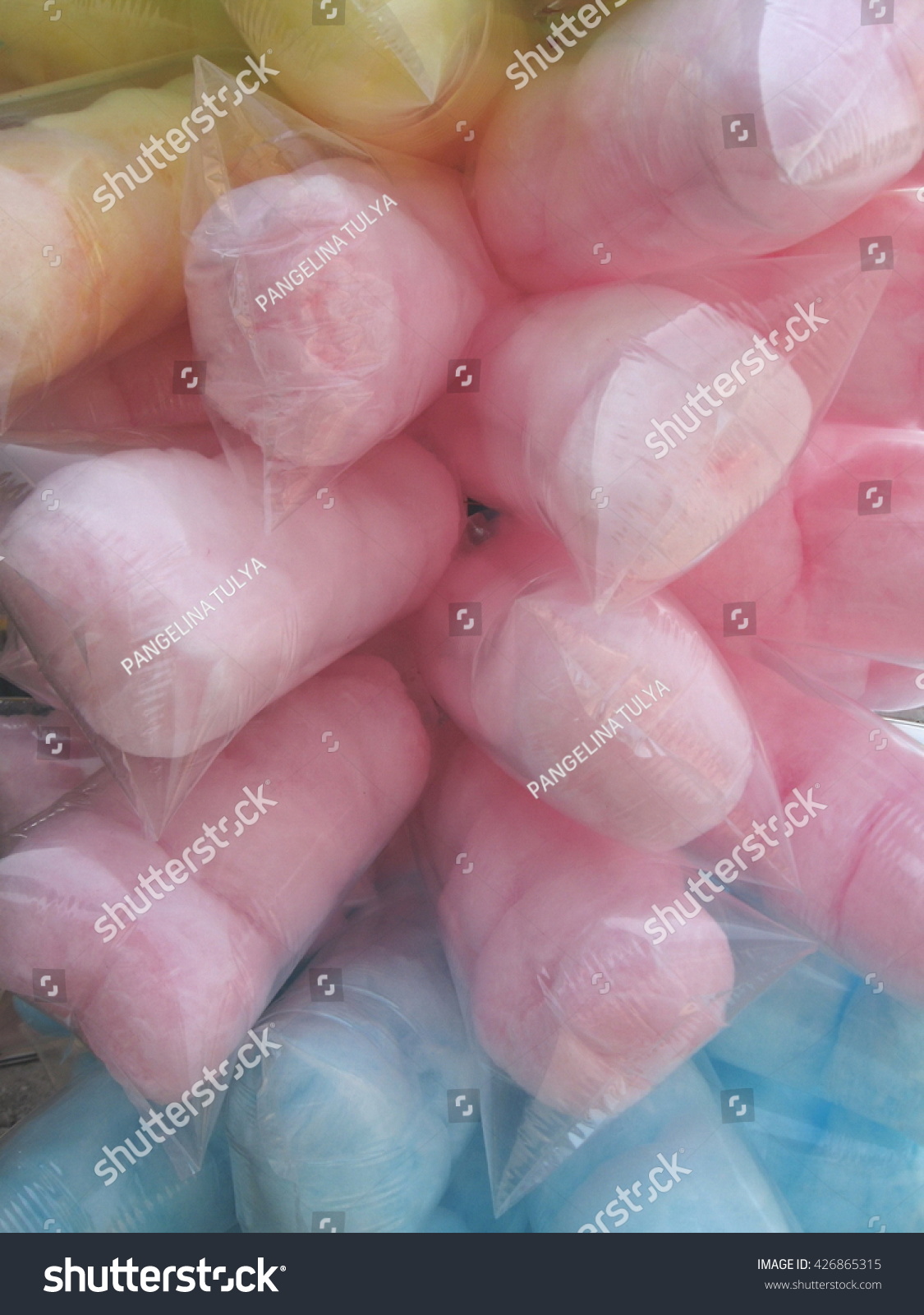 Pink Yellow Blue Cotton Candy Plastic Stock Photo Edit Now 426865315