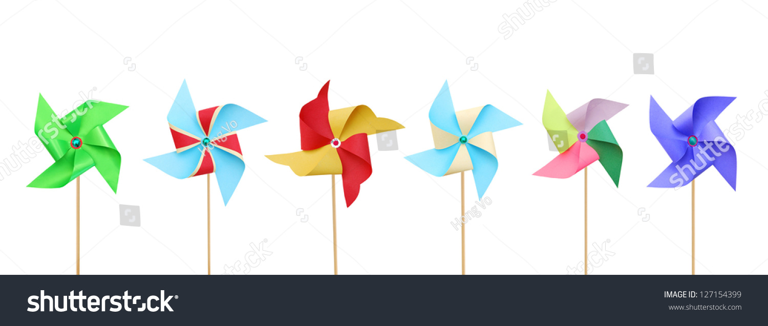 Pinwheels On White Background Stock Photo (Edit Now) 127154399