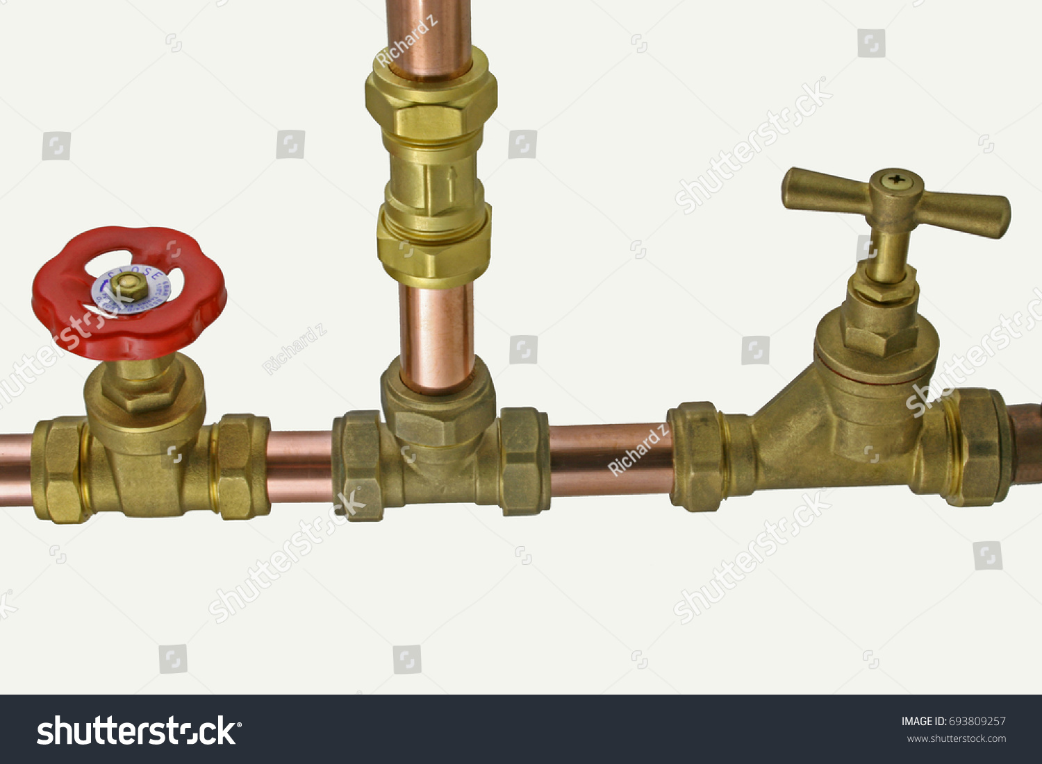 Pipework Fittings Copper Pipe Compression Fittings Stock Photo ...