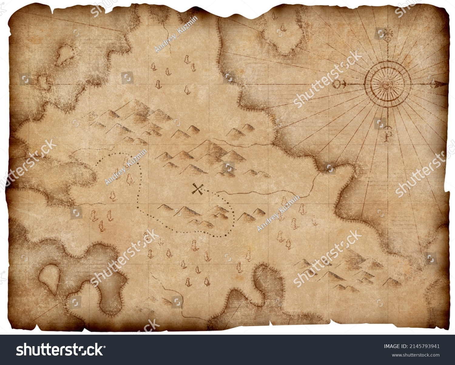 Pirates Map Treasures Mark Isolated Clipping Stock Illustration 