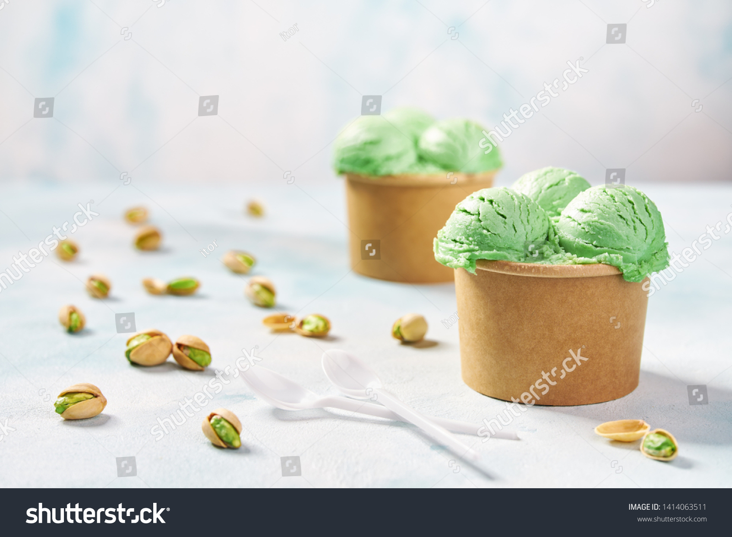Download Pistachio Ice Cream Paper Cup On Stock Photo Edit Now 1414063511 PSD Mockup Templates