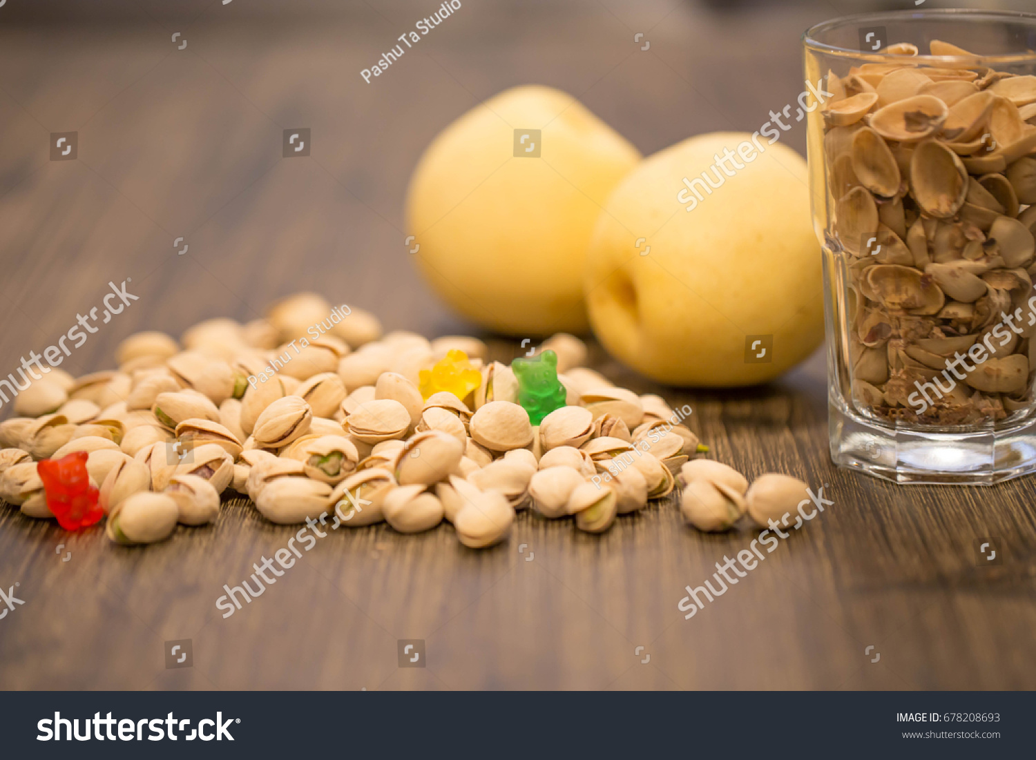 Pistachios Asian Pears Gummy Bears Candy Stock Photo Edit Now