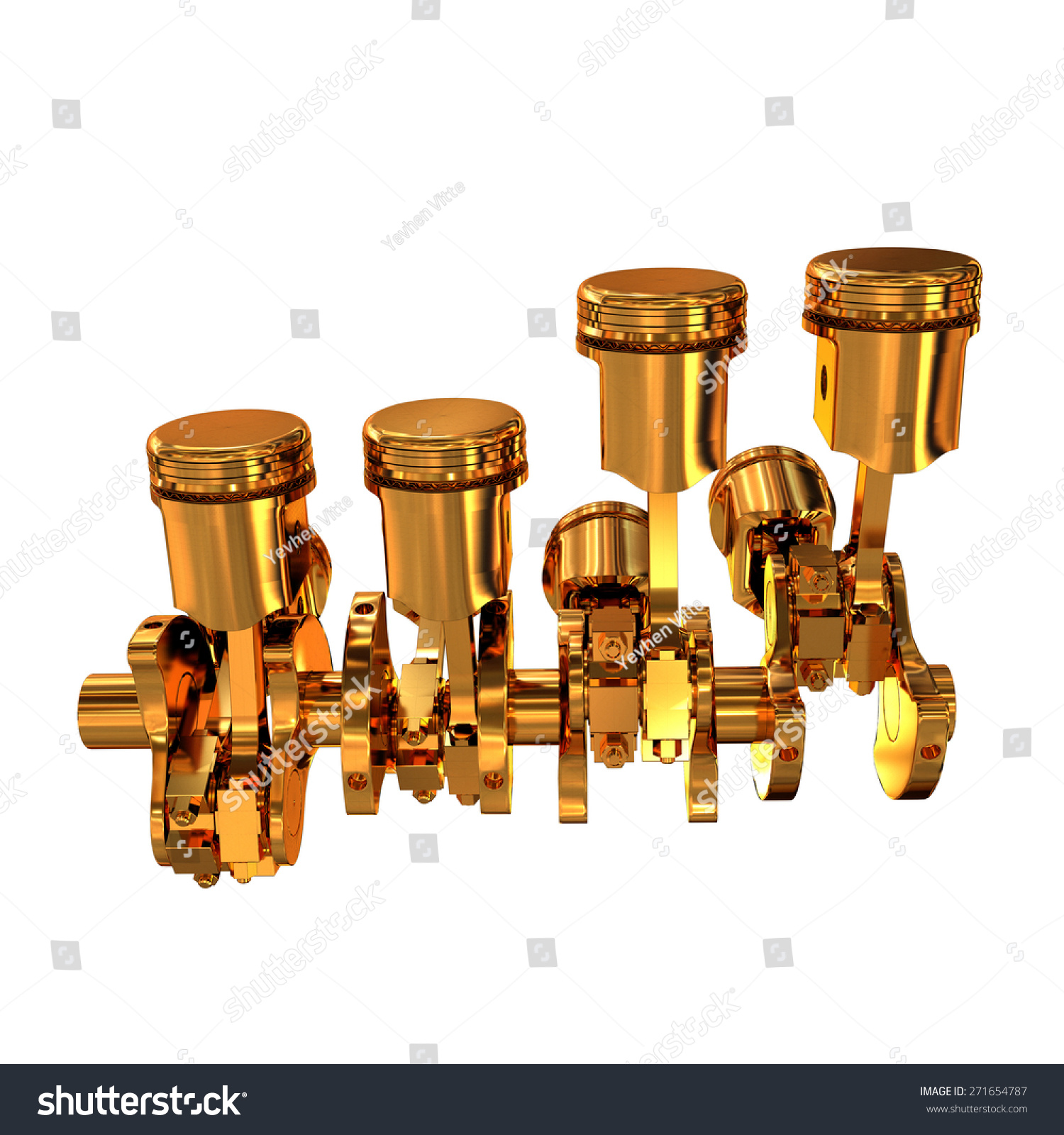 Pistons Crankshaft Isolated On White Background Stock Illustration