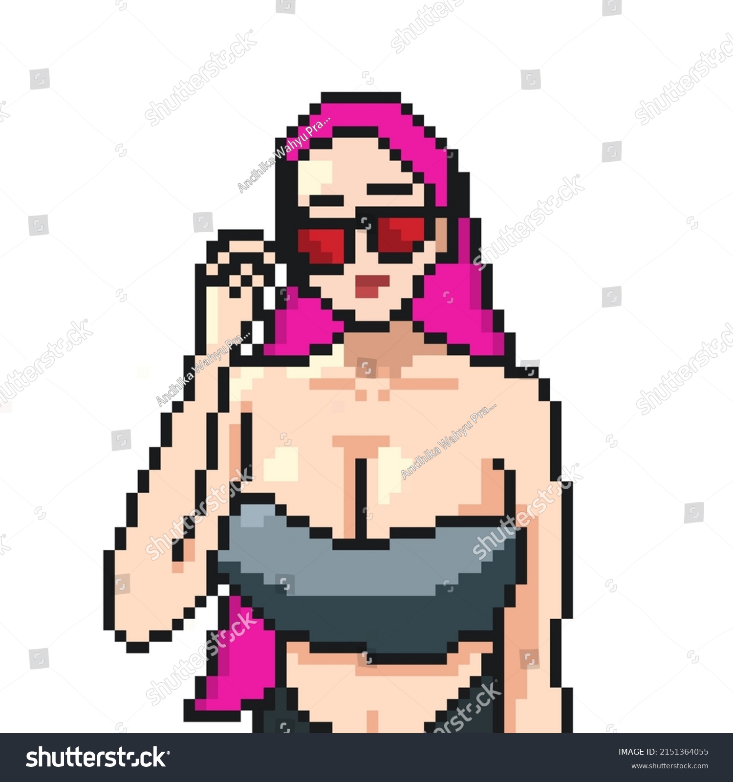 Pixel Art Sexy Girl Pink Hair Stock Illustration 2151364055 Shutterstock 9978