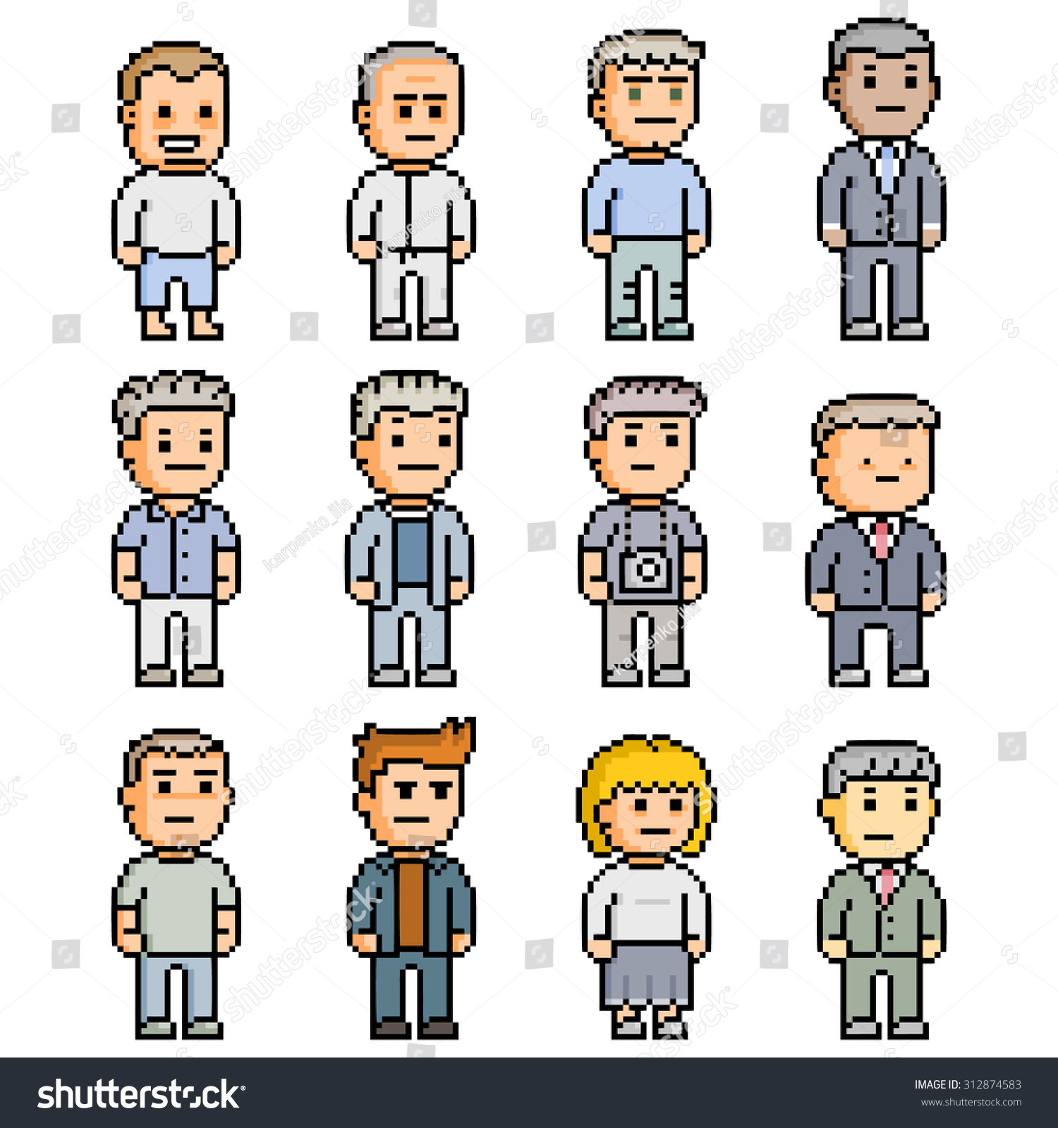 Pixel Set Funny People Games Design Stock Illustration 312874583 ...