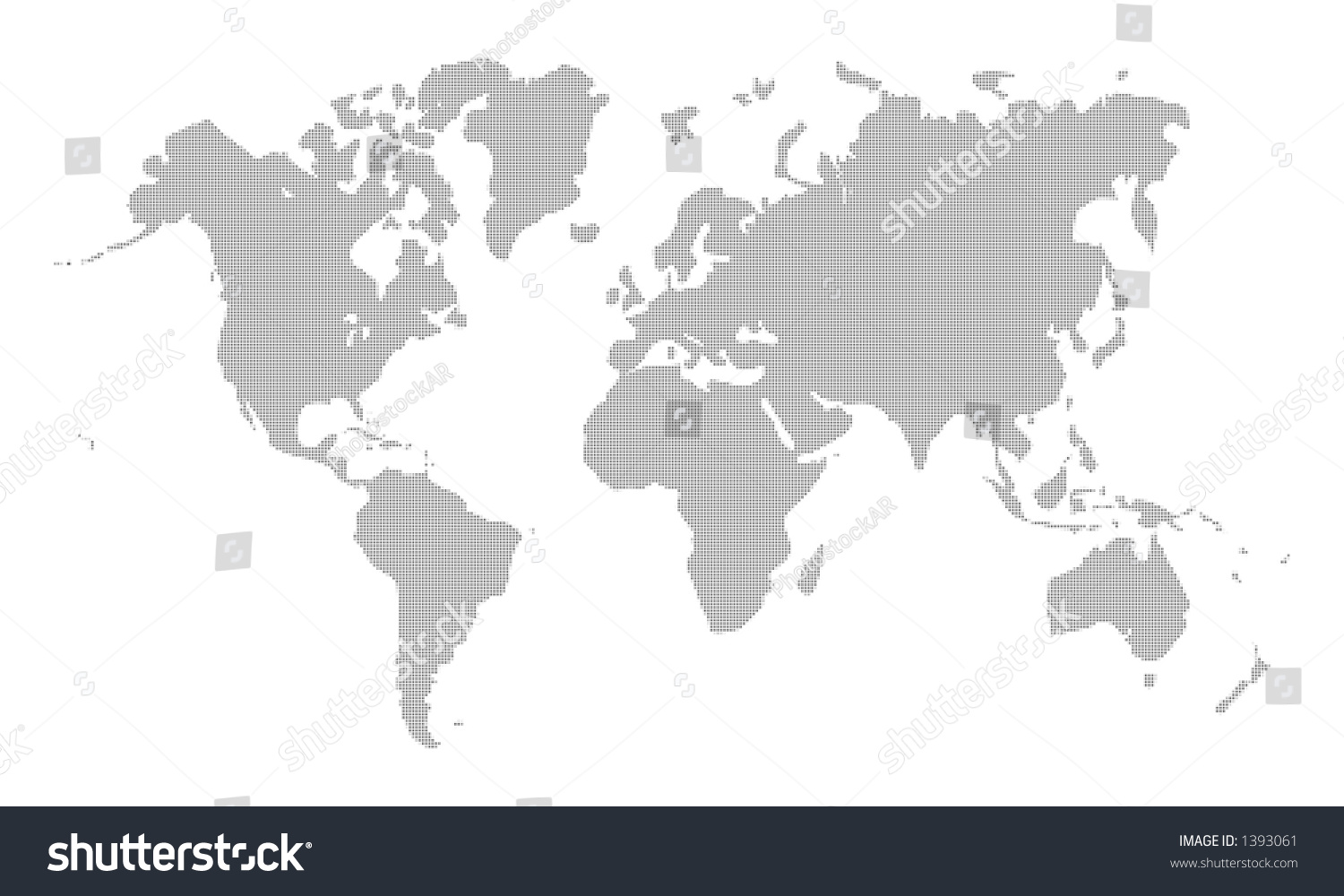 Pixelated Black World Map On White Stock Photo 1393061 : Shutterstock