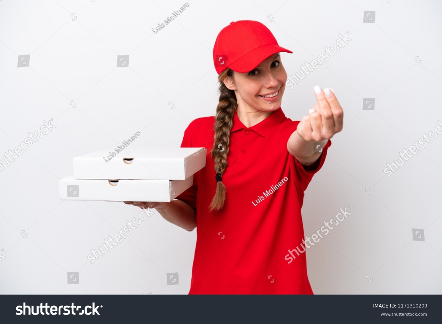 Pizza Delivery Woman Work Uniform Picking Stock Photo Shutterstock