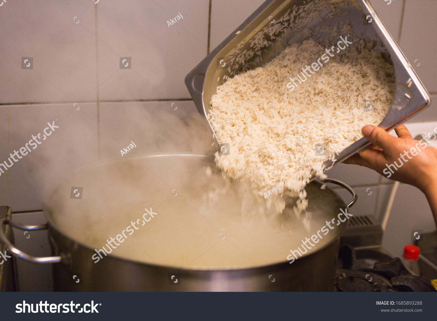 Placing Basmati Rice Boiling Water Stock Photo (Edit Now) 1685893288