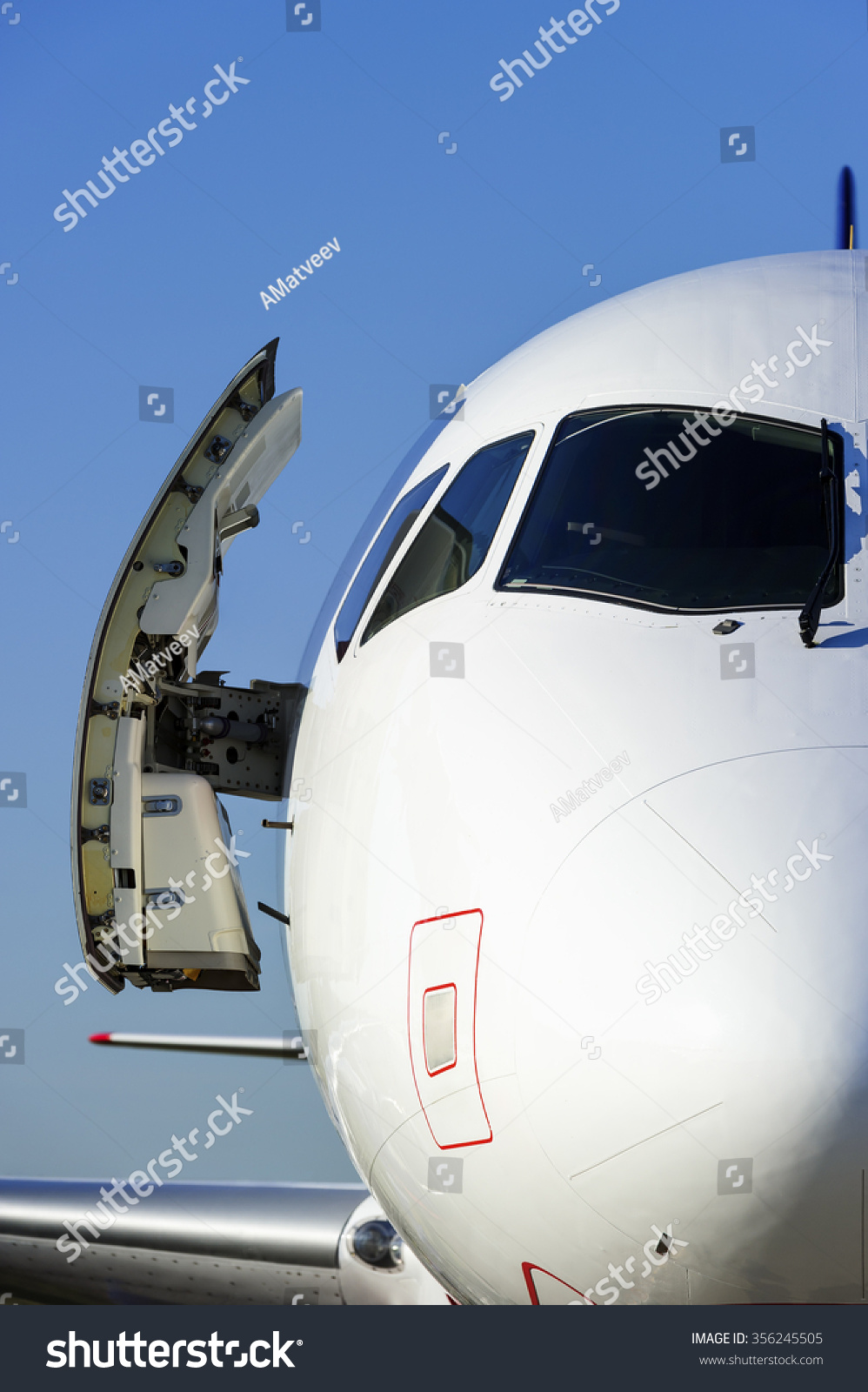 Plane Opened Door Cockpit Modern Passenger Stockfoto Jetzt