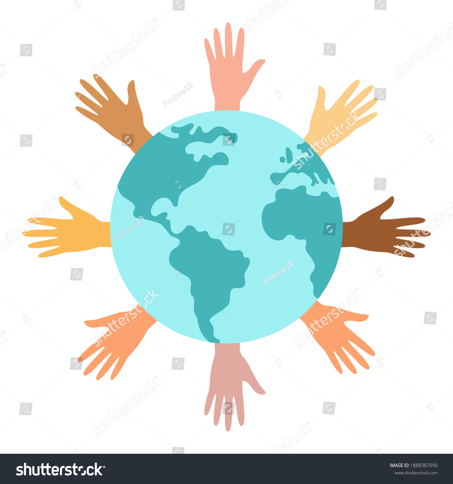 Planet Earth Hands Symbol Peace Unity Stock Illustration 1888387090 ...