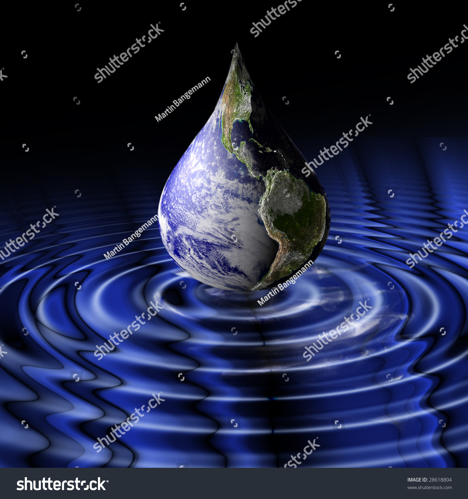 Planet Earth As A Drop Shortly Before Impact. Dark Composition With ...