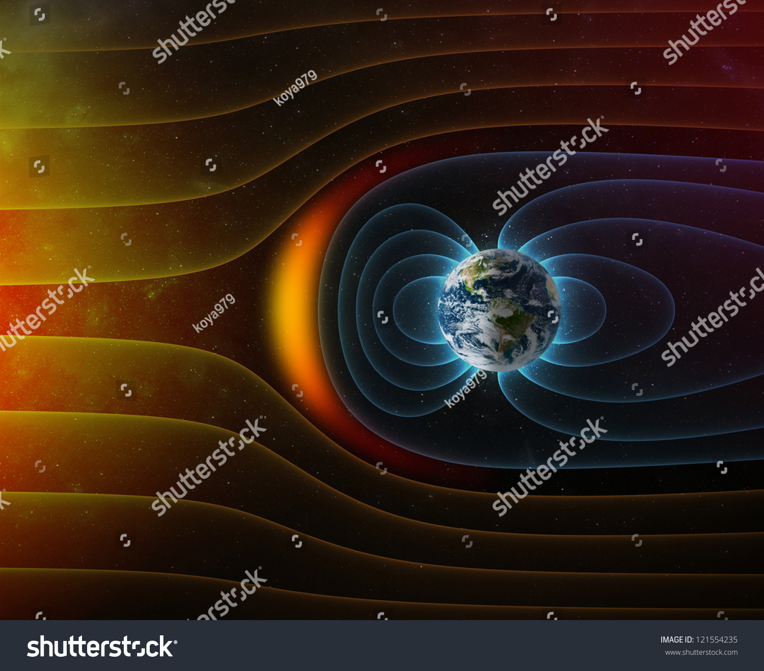 Planet Earth'S Magnetic Field Against Sun'S Solar Wind (Elements Of ...