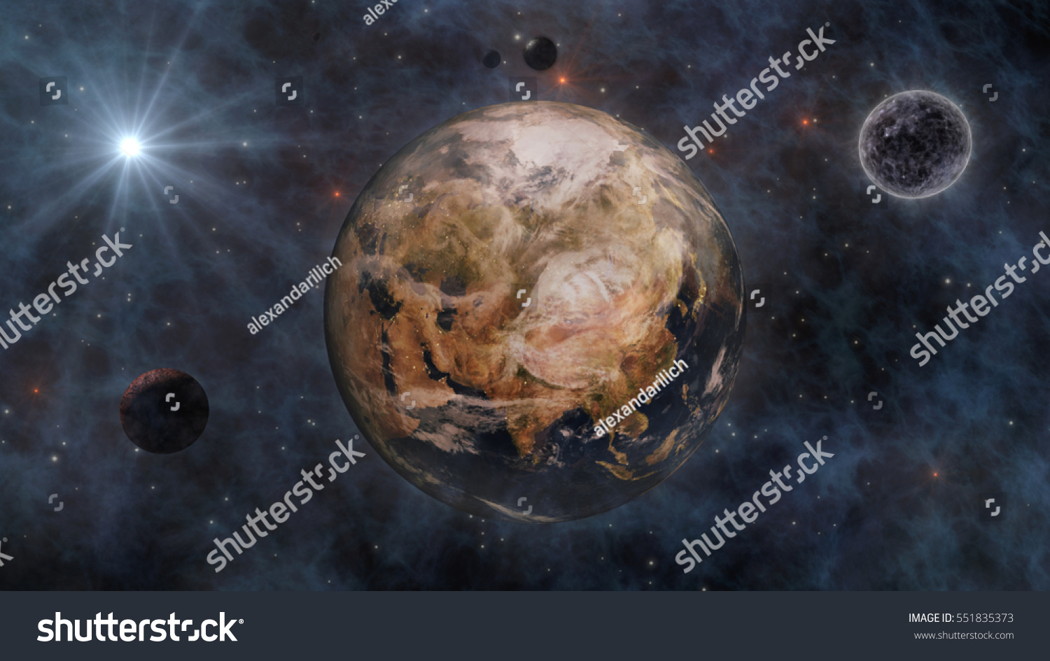 Planet Earth Sun Moon Planets Space Stock Illustration 551835373 0897