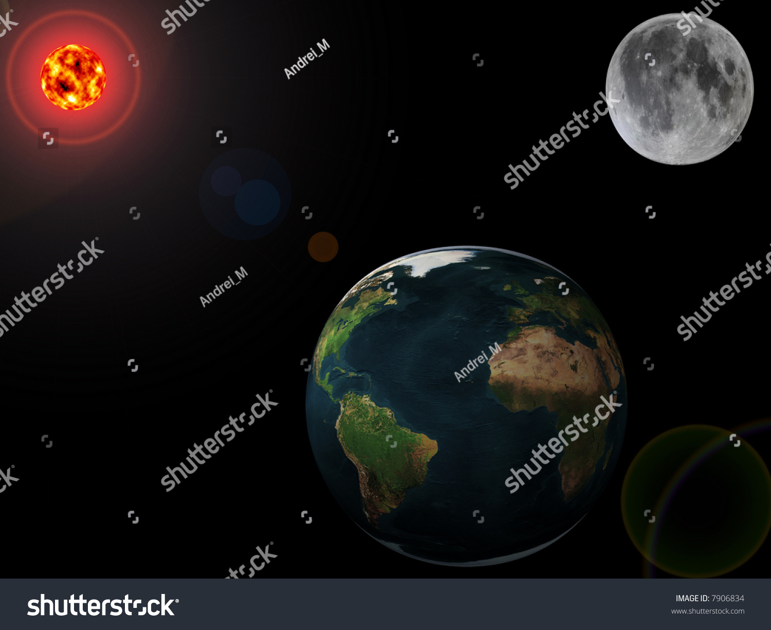 Planets - Earth, Moon And Sun Stock Photo 7906834 : Shutterstock