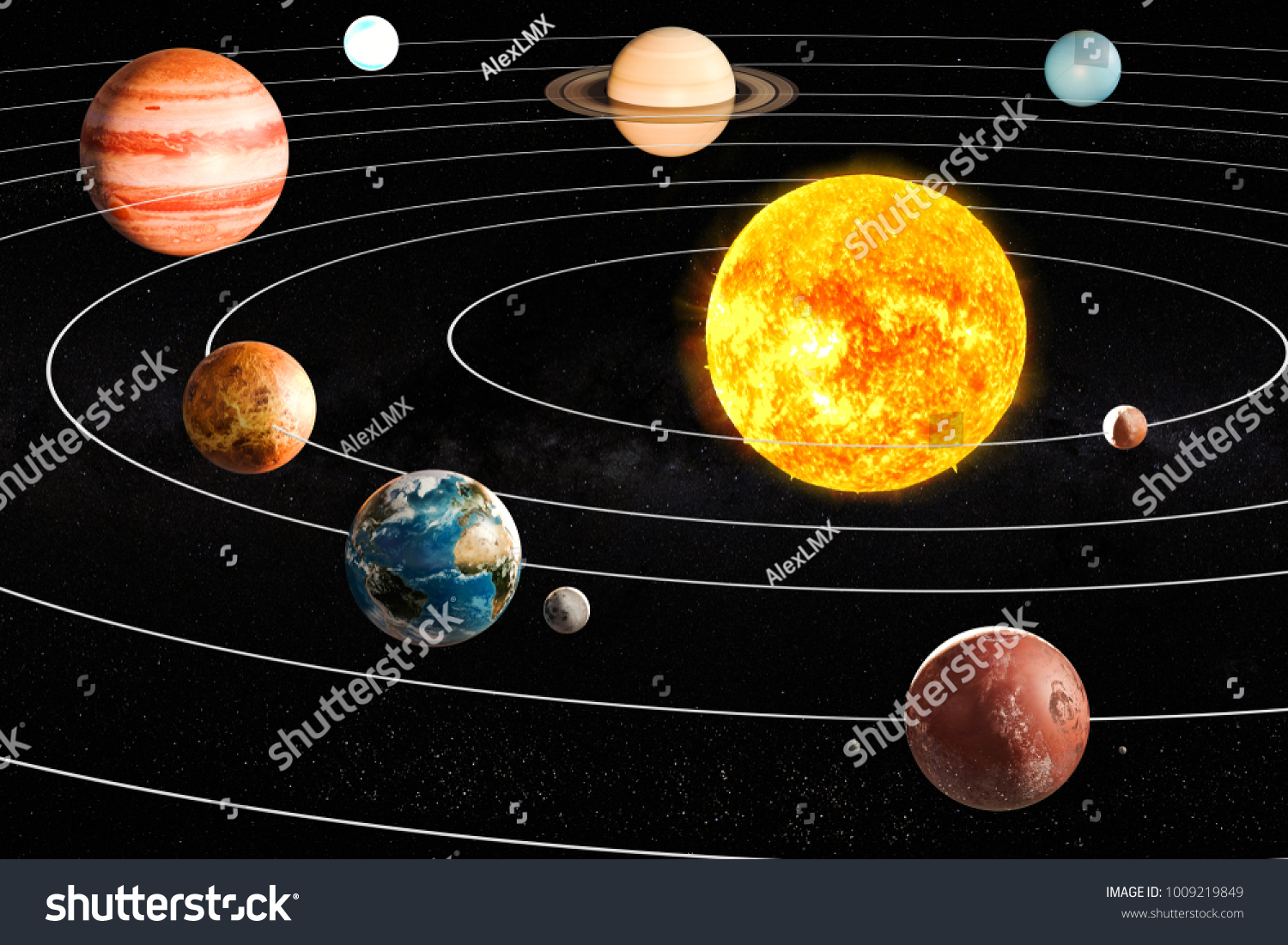 Planets Solar System 3d Rendering Elements Stock