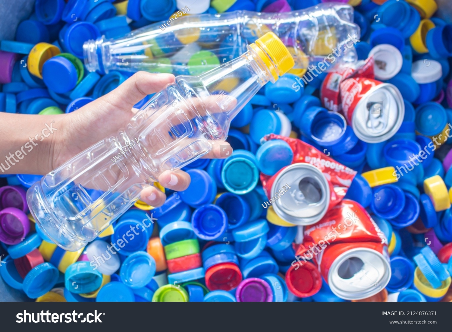 Plastic Bottles Caps Recyclable Remove Caps Stock Photo 2124876371 ...