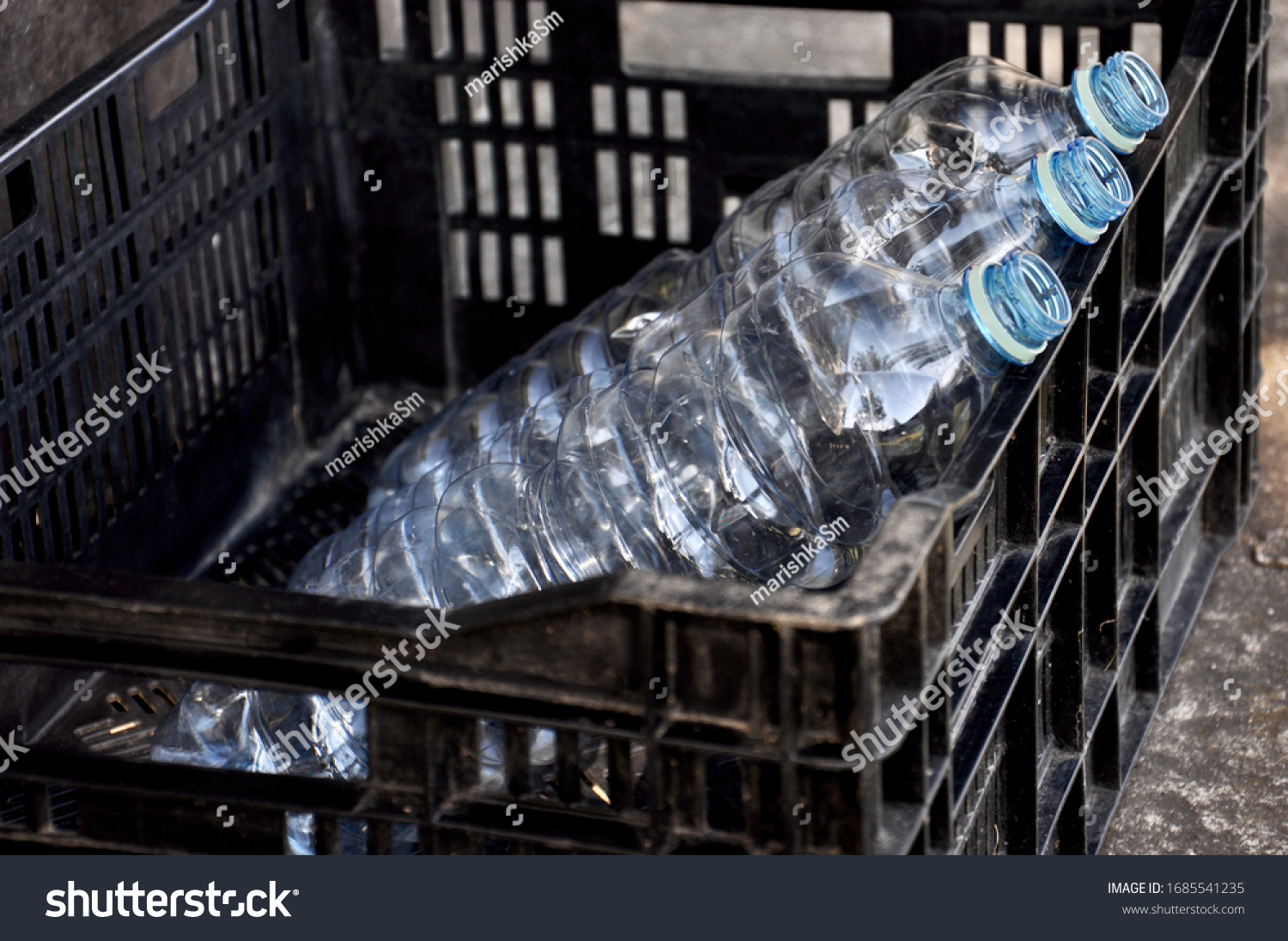 Plastic Bottles Black Plastic Boxconcept Recyclingecology Stock Photo   Stock Photo Plastic Bottles In A Black Plastic Box Concept Of Recycling Ecology And Minimalism Plastic Waste 1685541235 