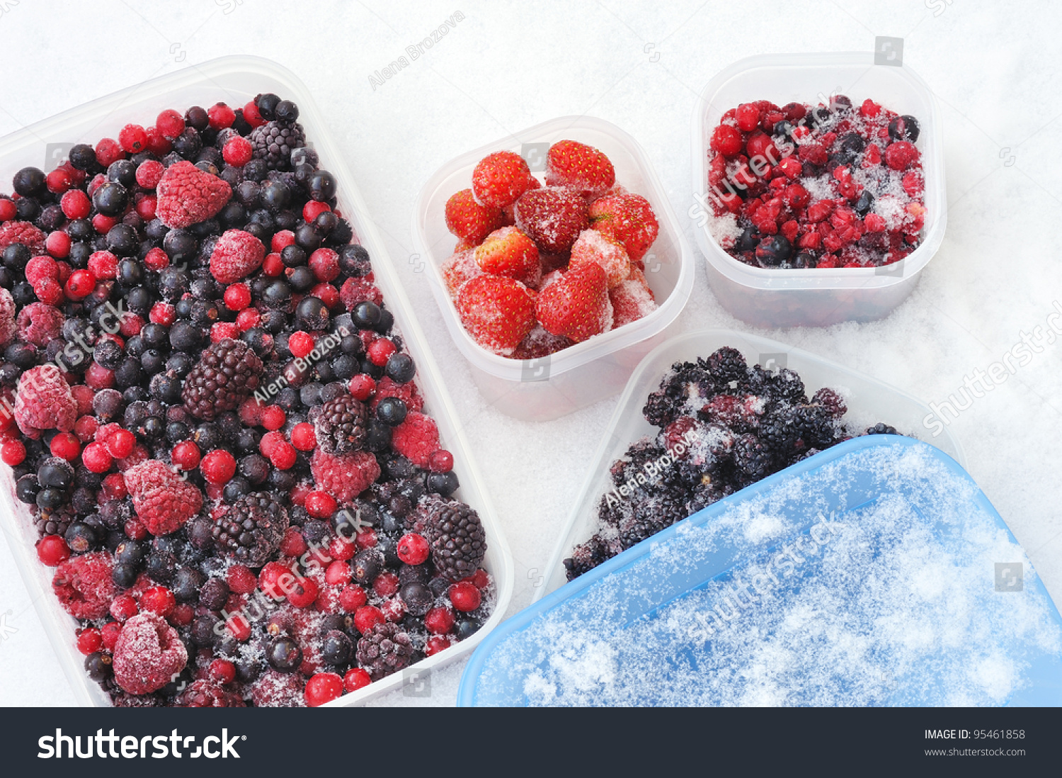 Download Plastic Containers Frozen Mixed Berries Snow Transportation Stock Image 95461858 Yellowimages Mockups
