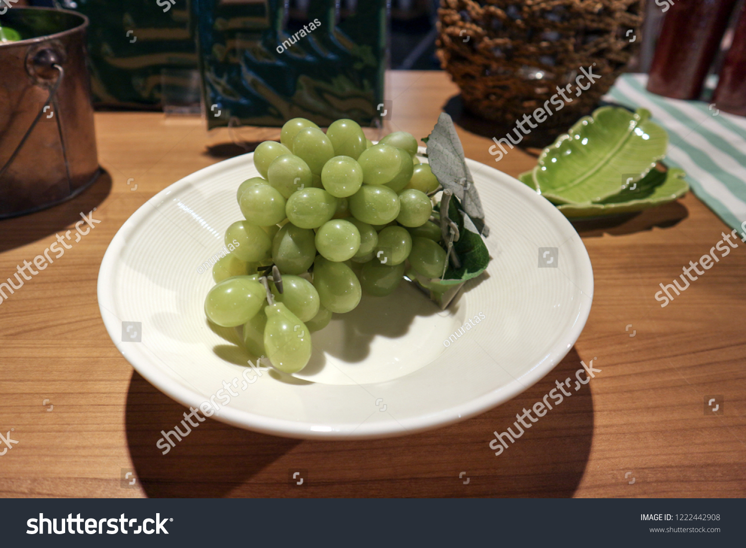 Plastic Grapes On Platedecorative Grapes Stock Photo Edit Now 1222442908