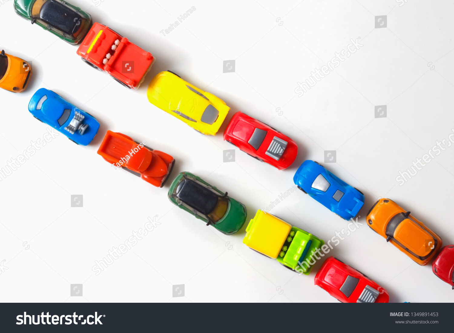 Plastic Multicolored Toy Cars Lined On Stock Photo Edit Now