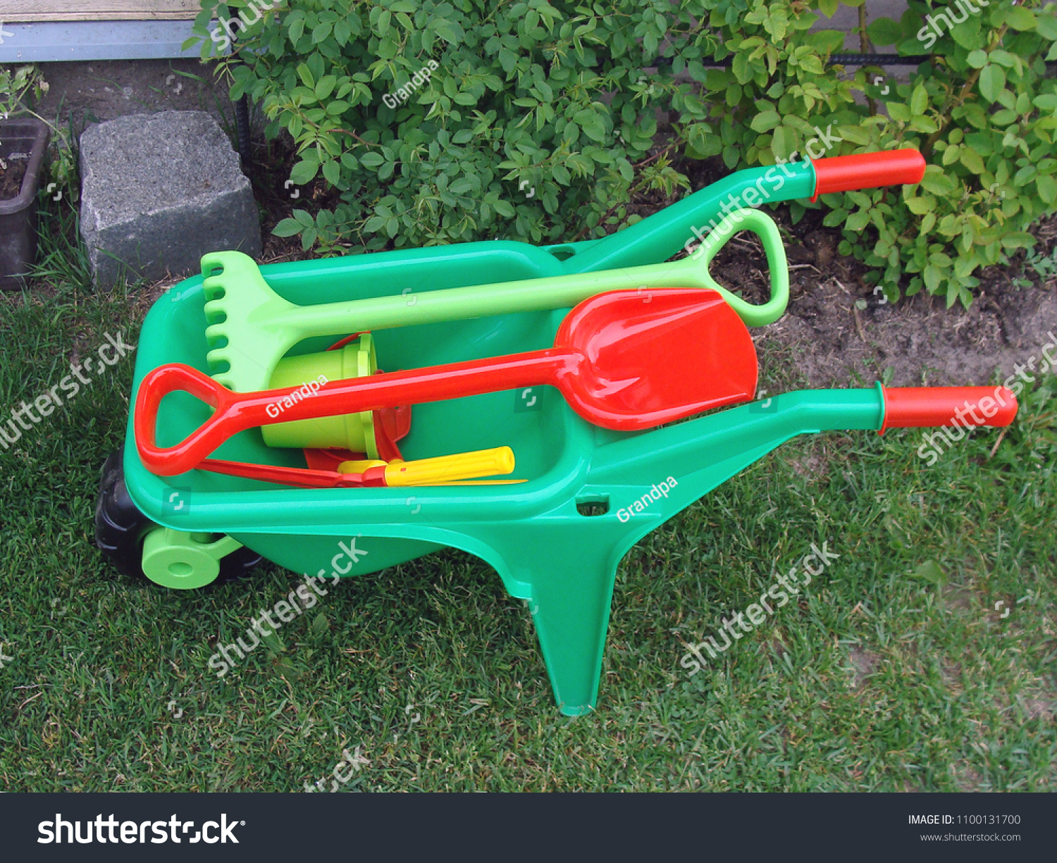 plastic toy wheelbarrow