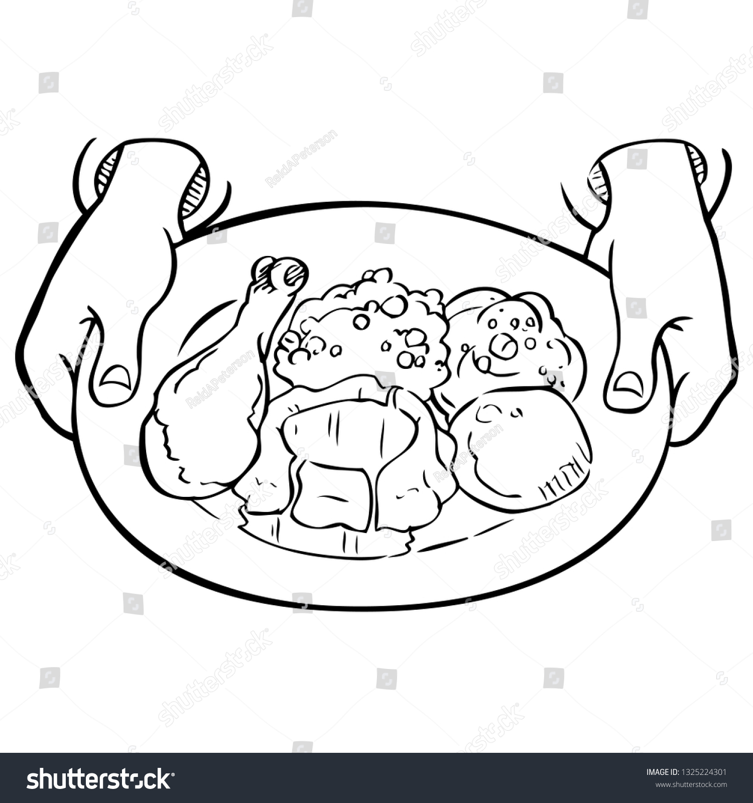 Plate Food Hands Hearty Dinner Stock Illustration