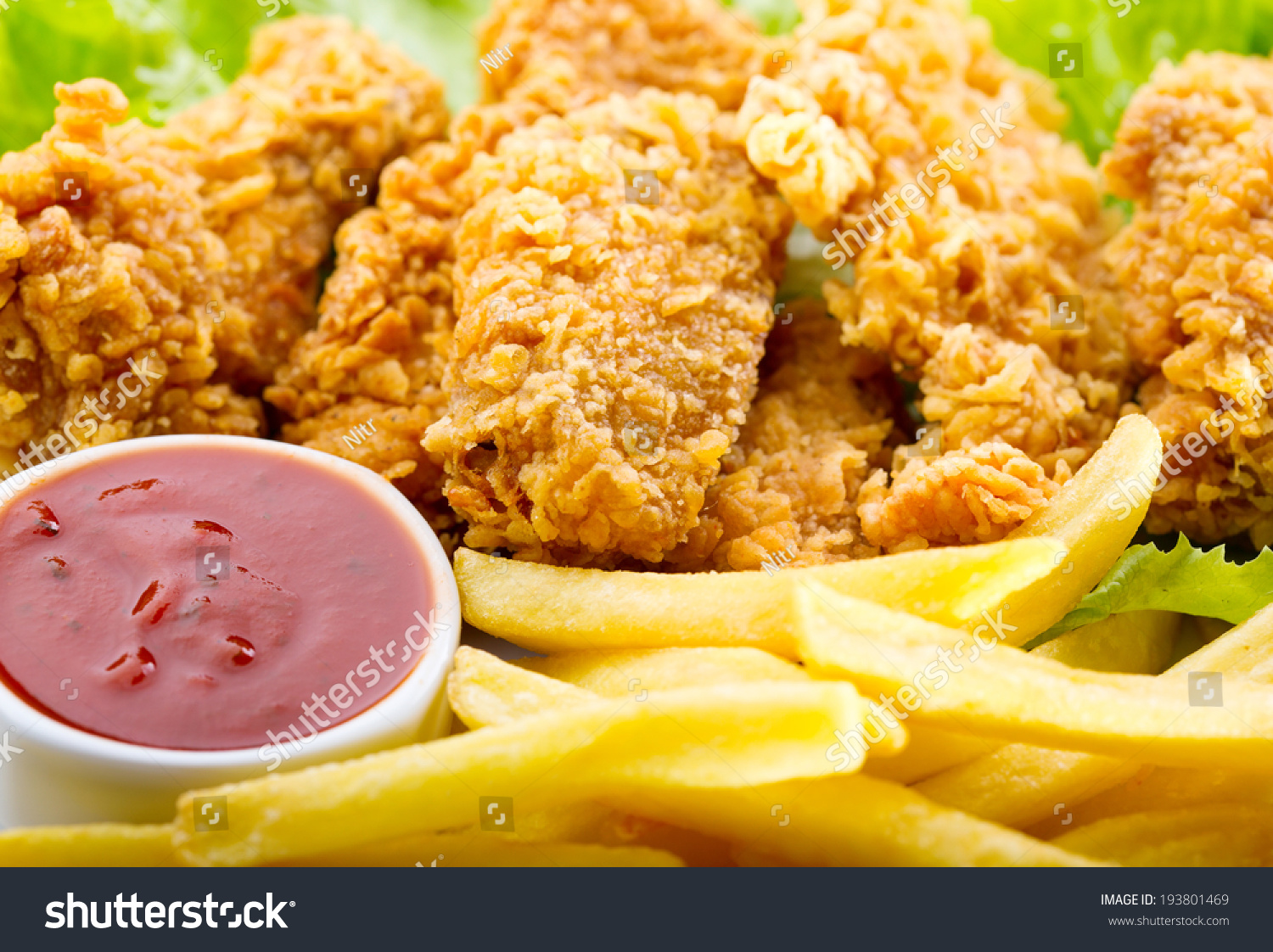 Plate Of Fried Chicken With Vegetable Stock Photo 193801469 : Shutterstock