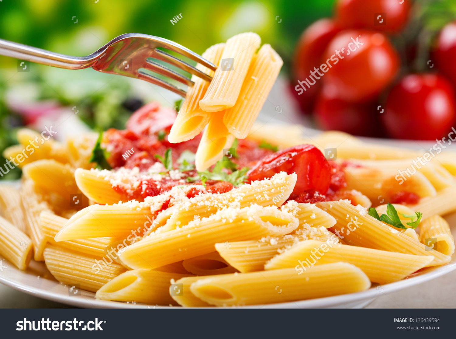 Plate Of Penne Pasta With Tomato Sauce Stock Photo 136439594 : Shutterstock