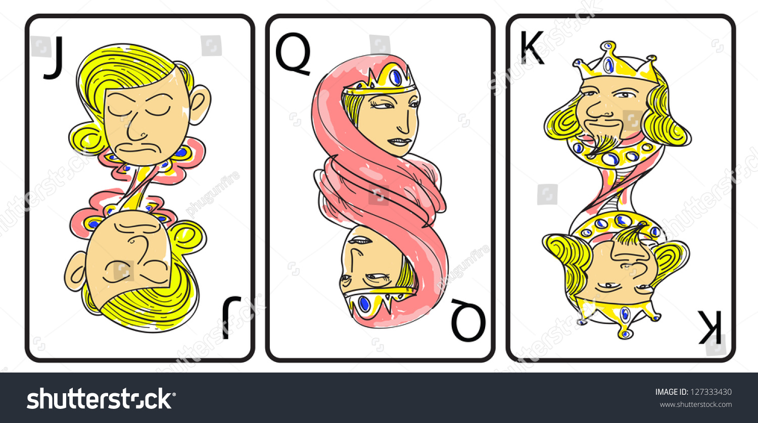 Playing Card Jack-Queen-King Stock Photo 127333430 : Shutterstock