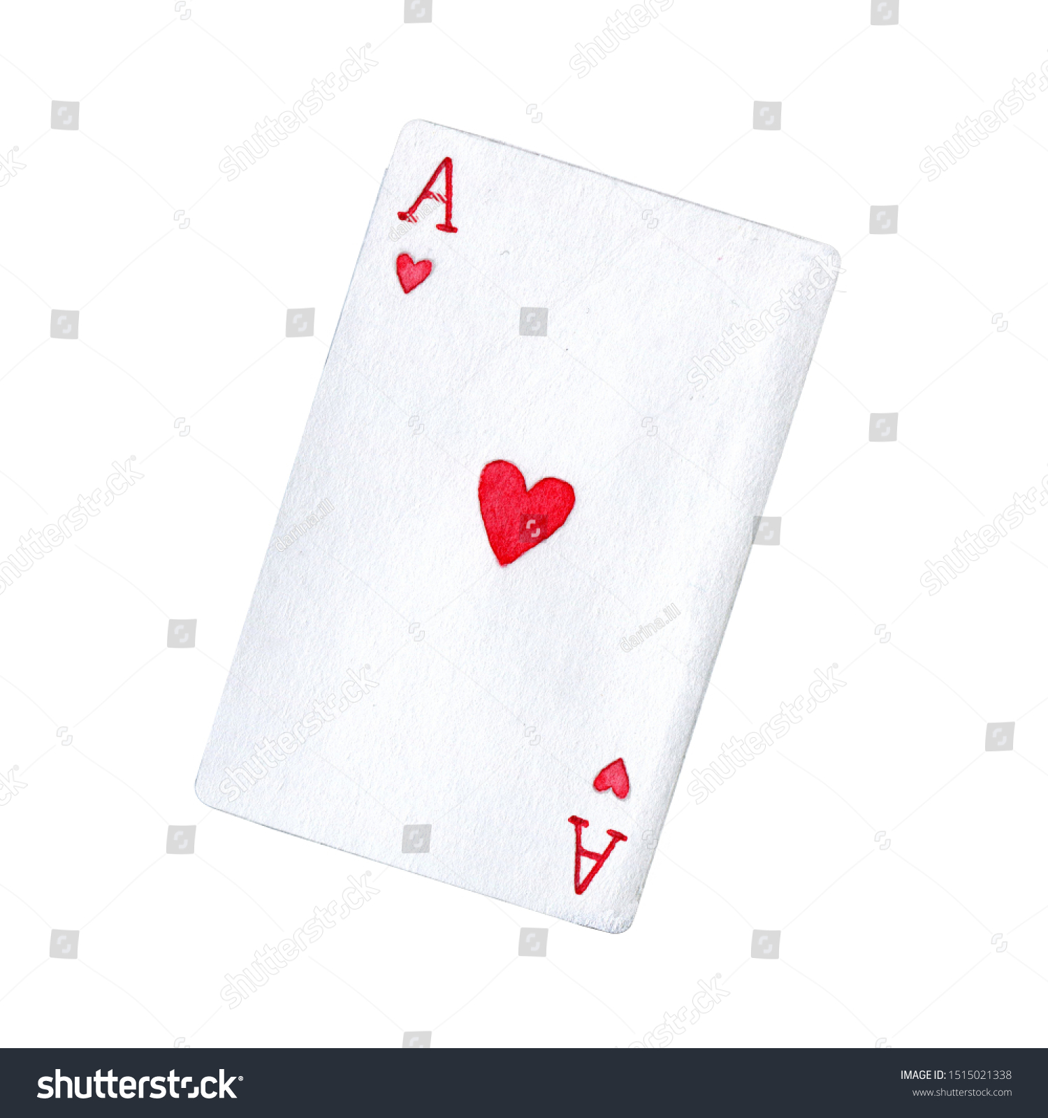 Playing Card Ace Hearts Watercolor Illustration Stock Illustration