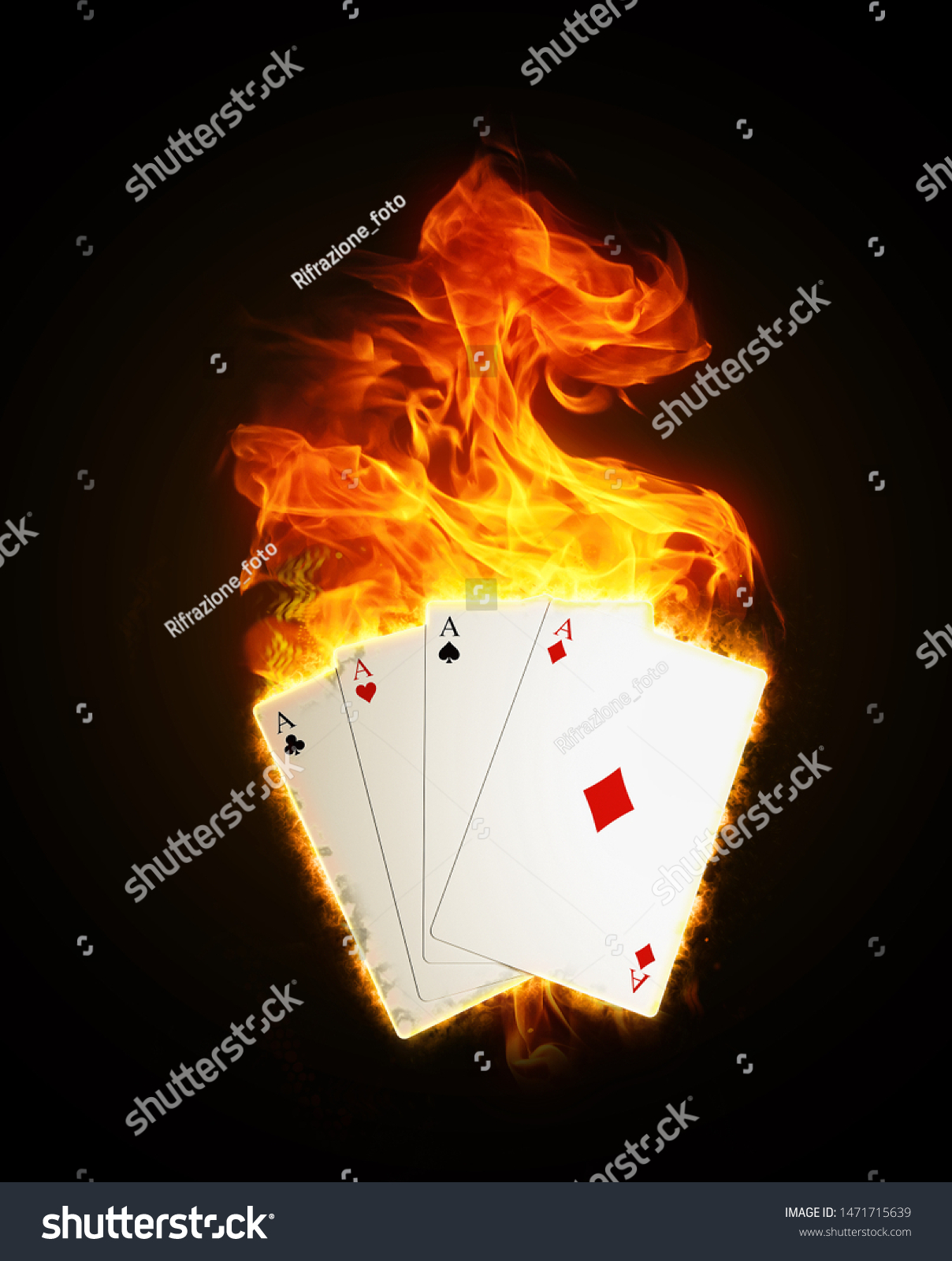 Playing Cards Aces On Fire Stock Photo 1471715639 | Shutterstock