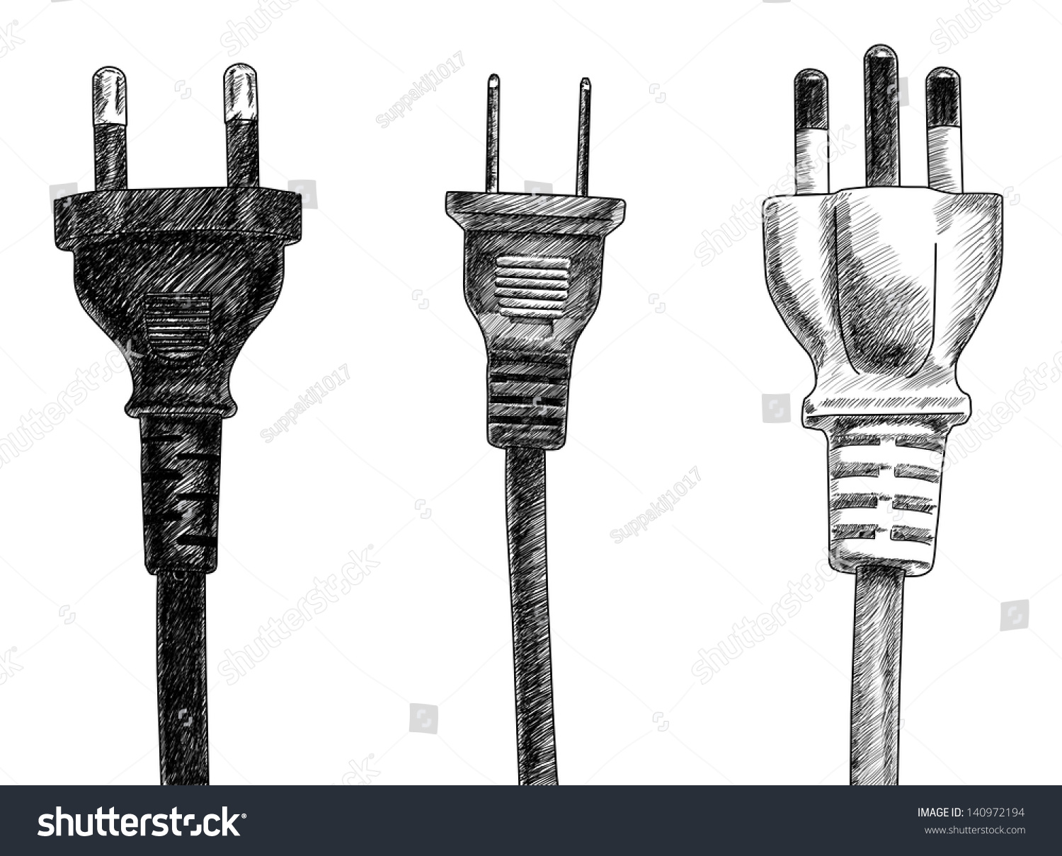 Plugs Drawing On White Background Stock Illustration 140972194