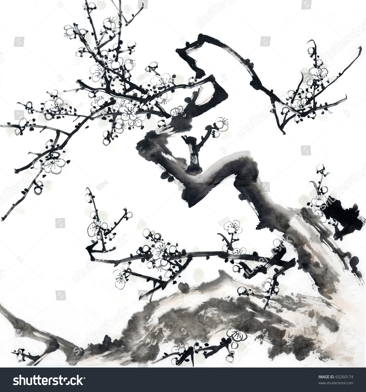 Plum Blossom -Traditional Chinese Painting. Stock Photo 65260174 ...