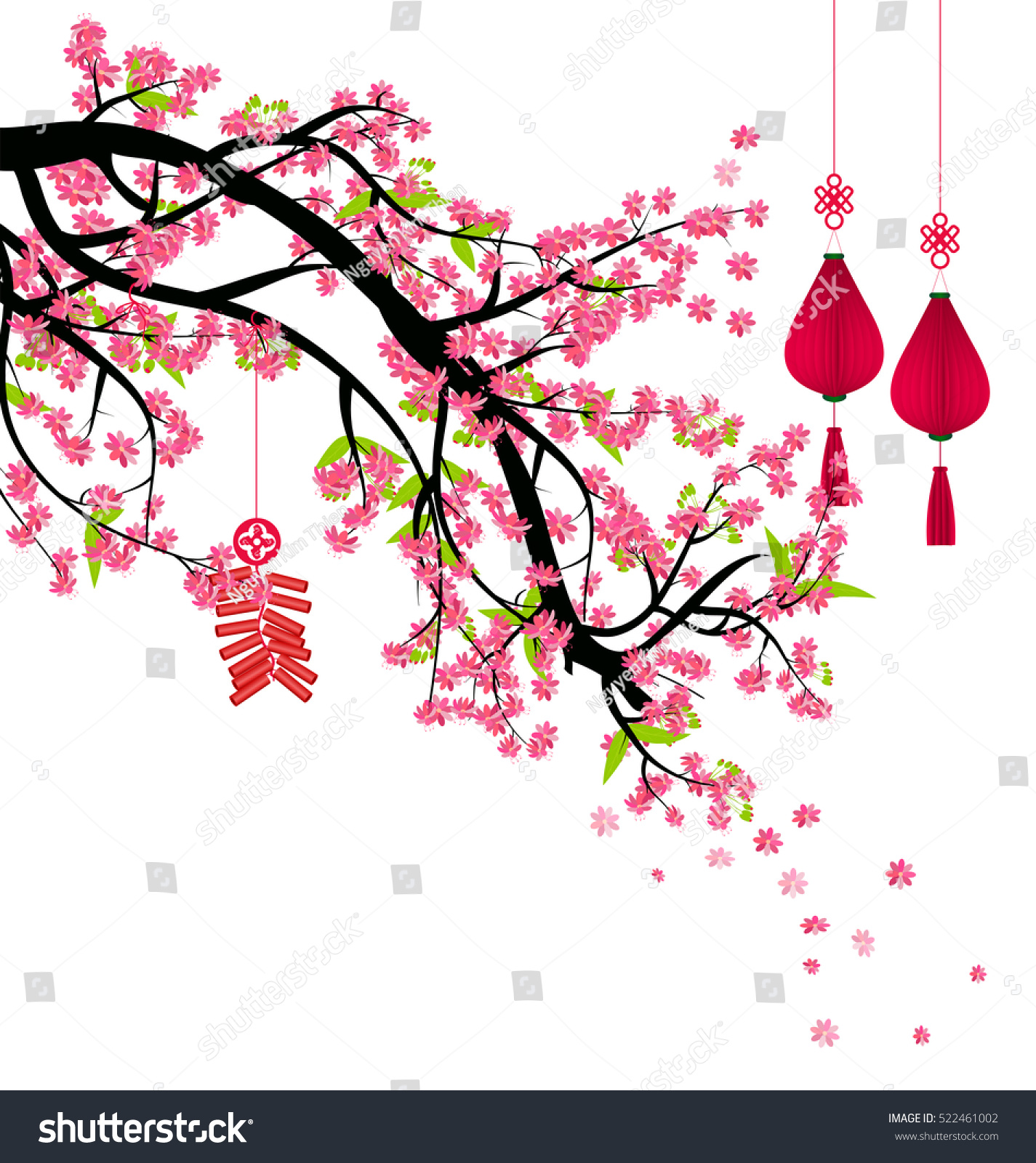 Plum Flowers Blossom On Red Background Good For Chinese New Year Use