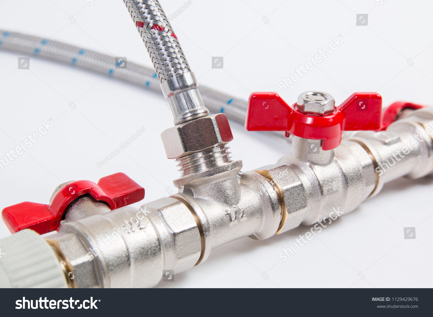 Plumbing Gate Ball Vales Flexible Water Stock Photo 1129429676 ...