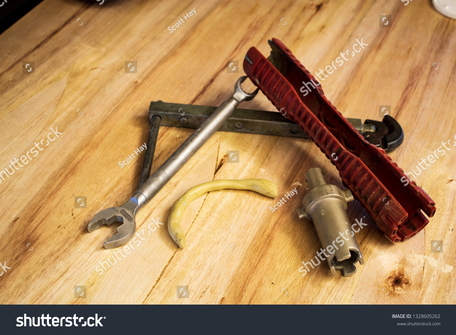 Plumbing Hand Tools Laid Out On Stock Photo Edit Now 1328605262