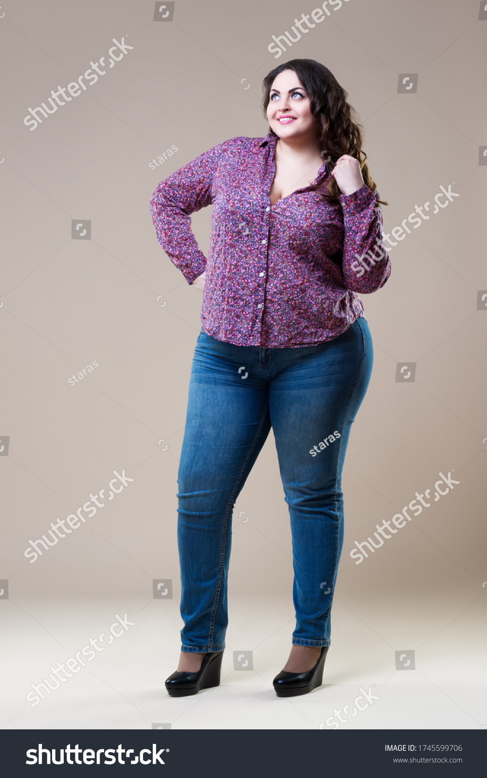 Plus Size Fashion Model Casual Clothes Stock Photo 1745599706 ...