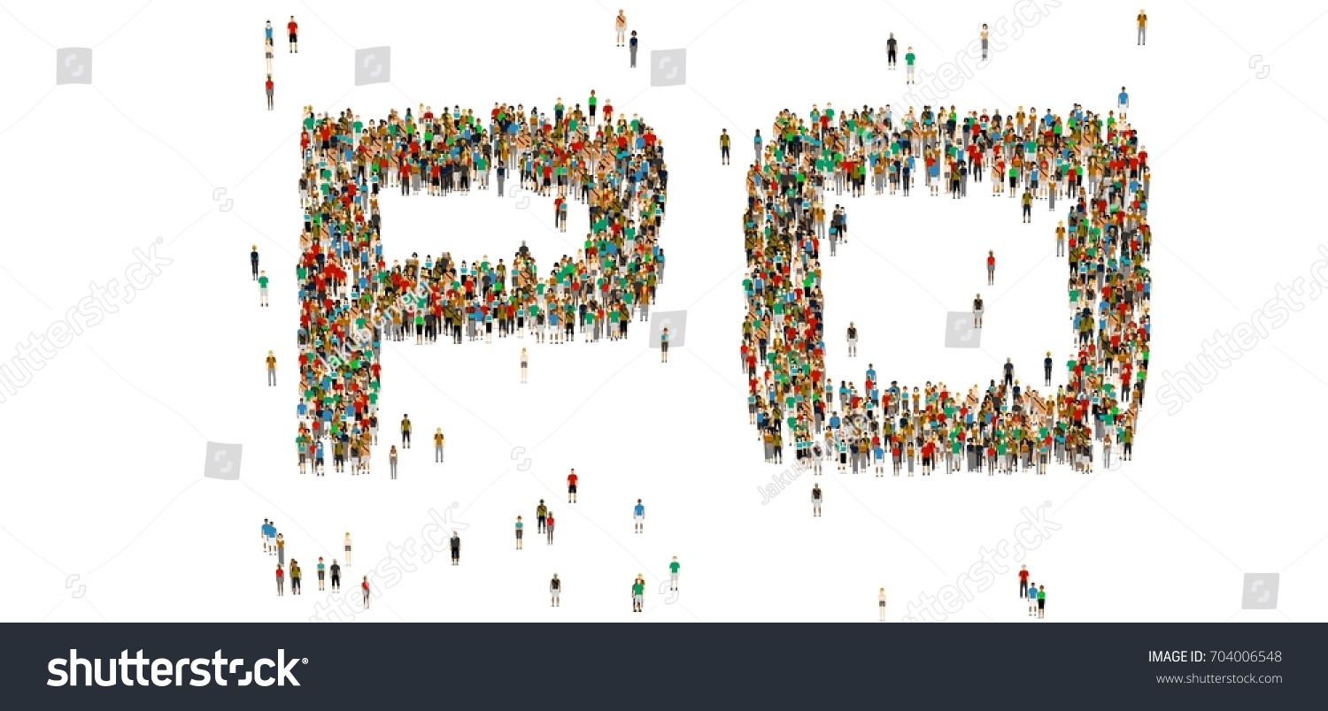 Po Word Large Crowd Of People Cartoon Humans On White Background Po Word Large Crowd Of People Cartoon Humans On White Background