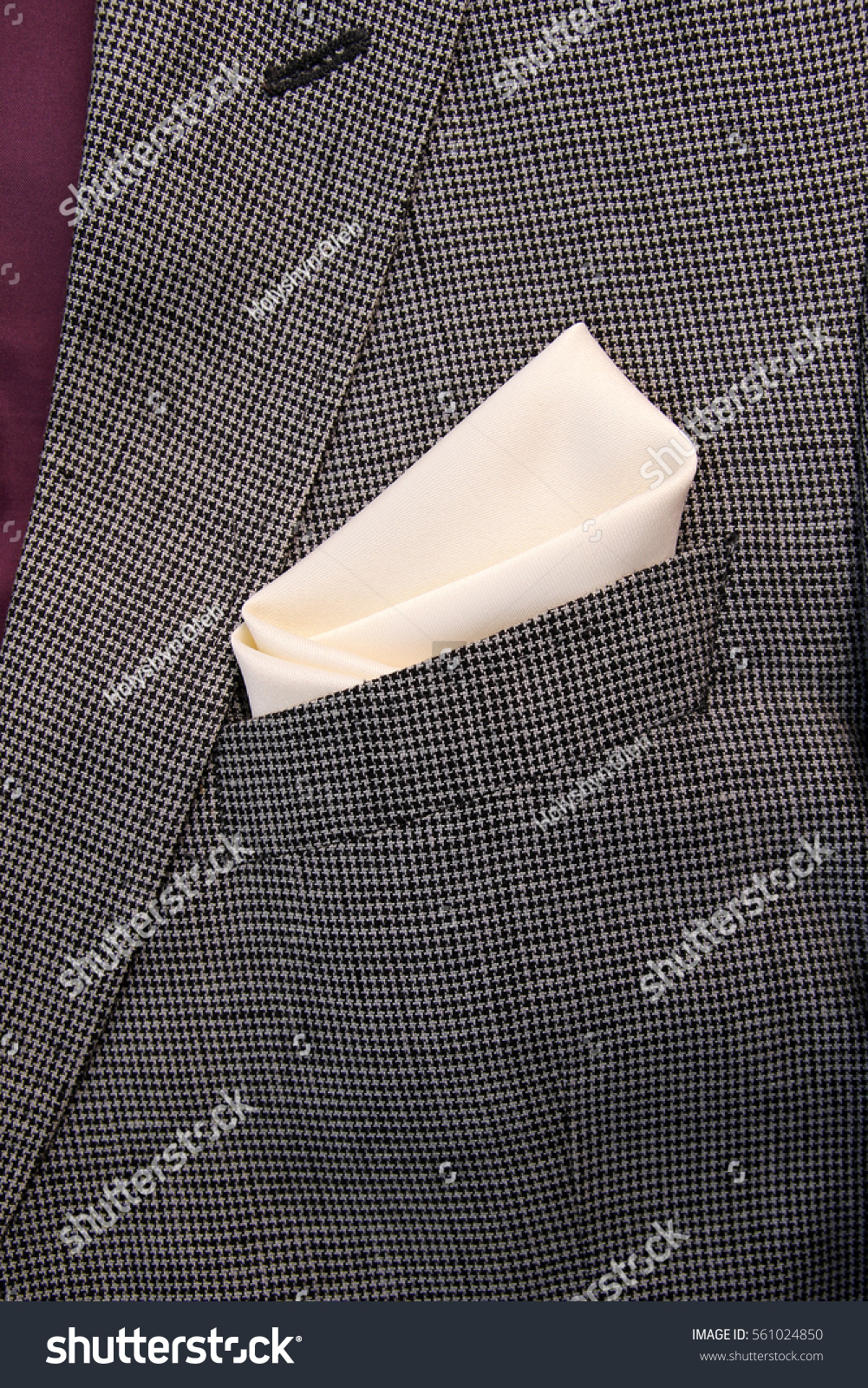 silk handkerchief in suit pocket