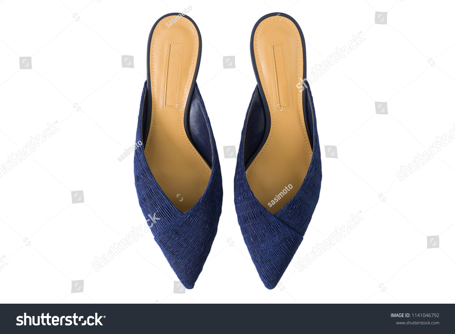 navy blue mule shoes