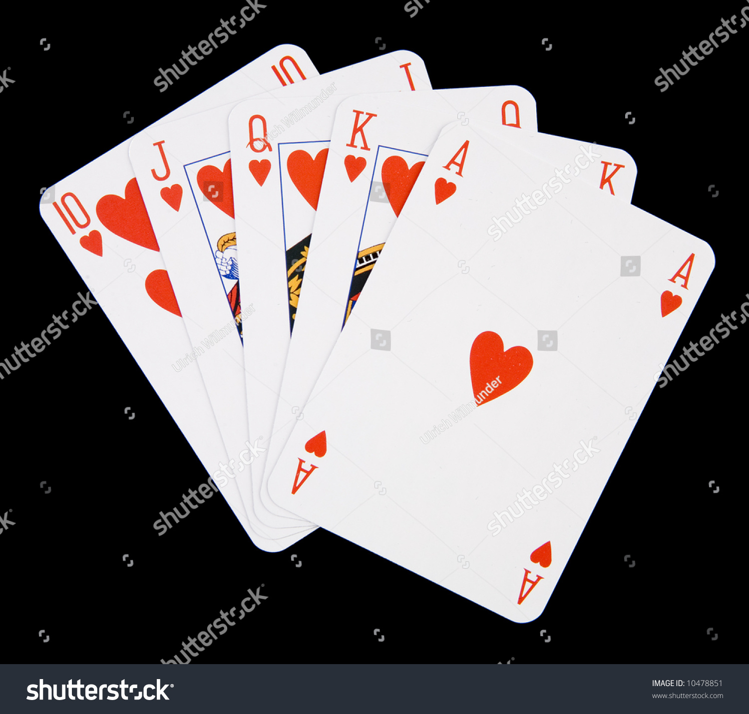 Poker Hand Showing Royal Flush Hearts Stock Photo 10478851 - Shutterstock