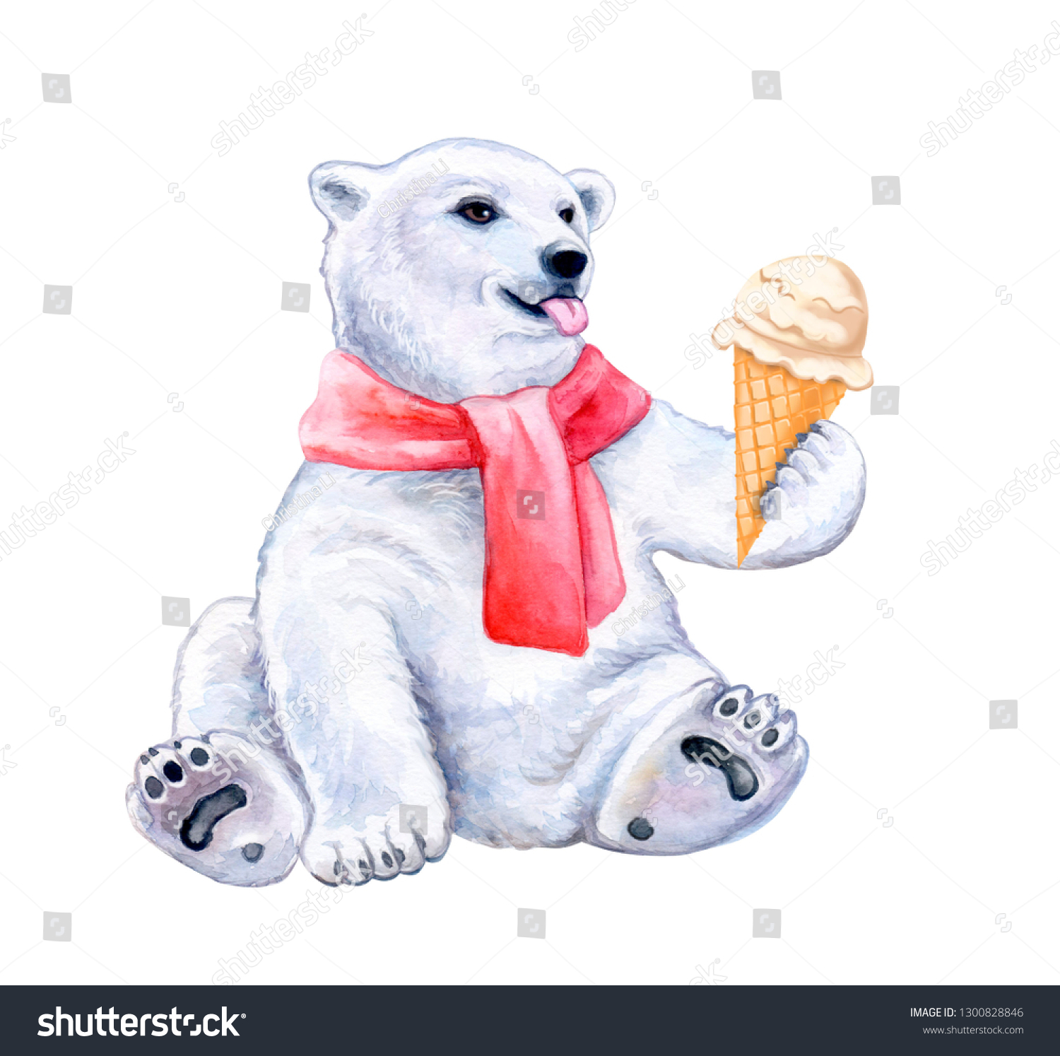 Polar Bear Ice Cream White Bear Stock Illustration 1300828846