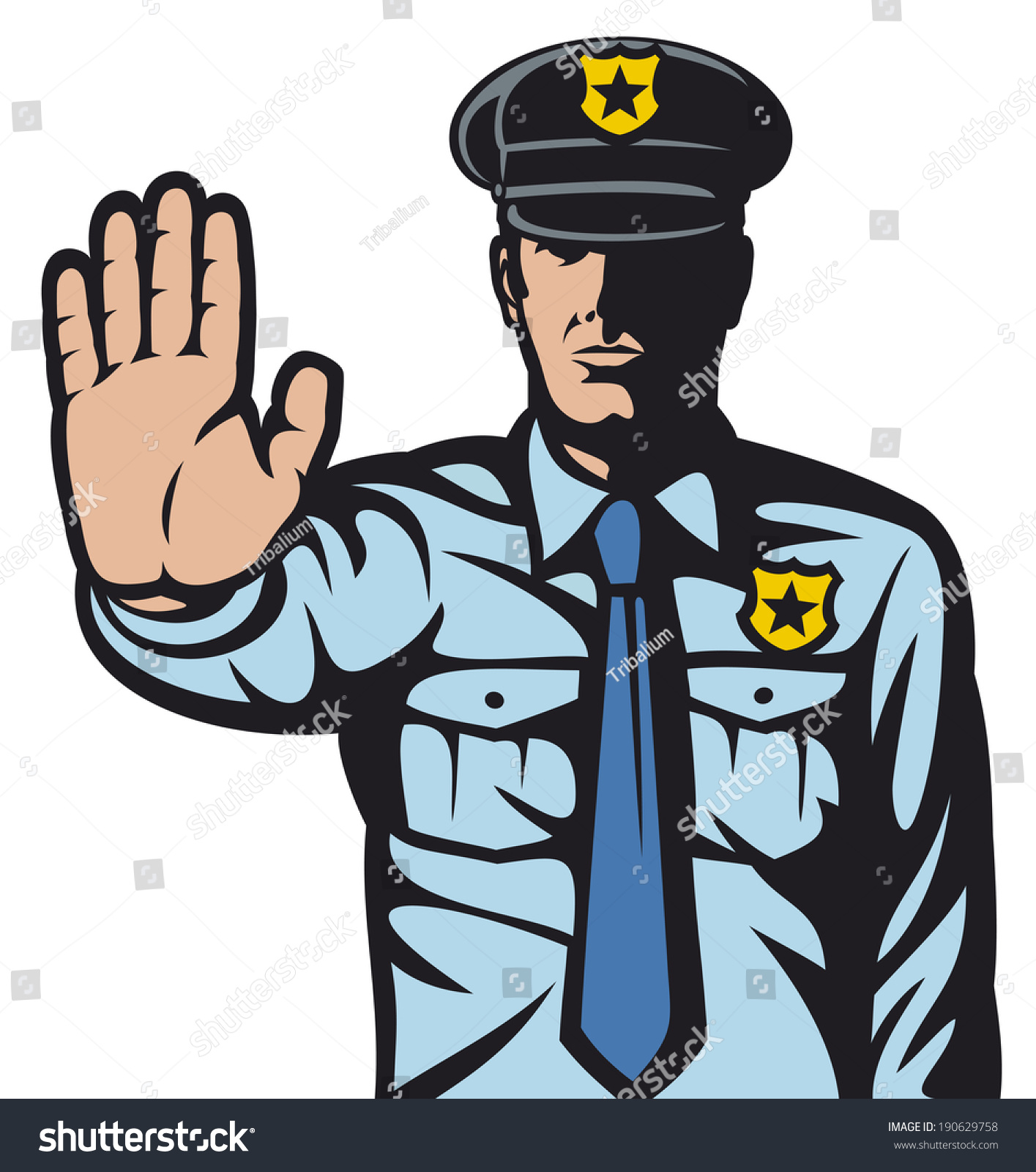 Police Man Gesturing Stop Sign Stock Illustration 190629758 | Shutterstock