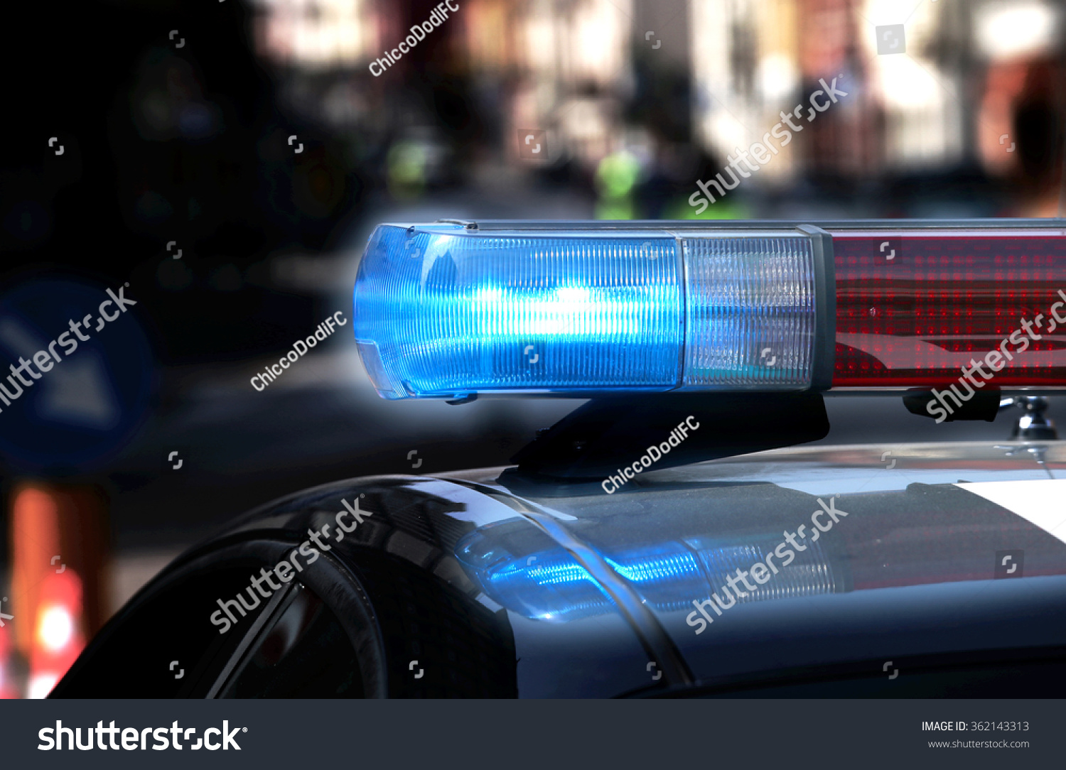 Police Patrol Car Flashing Lights Siren Stock Photo 362143313 ...