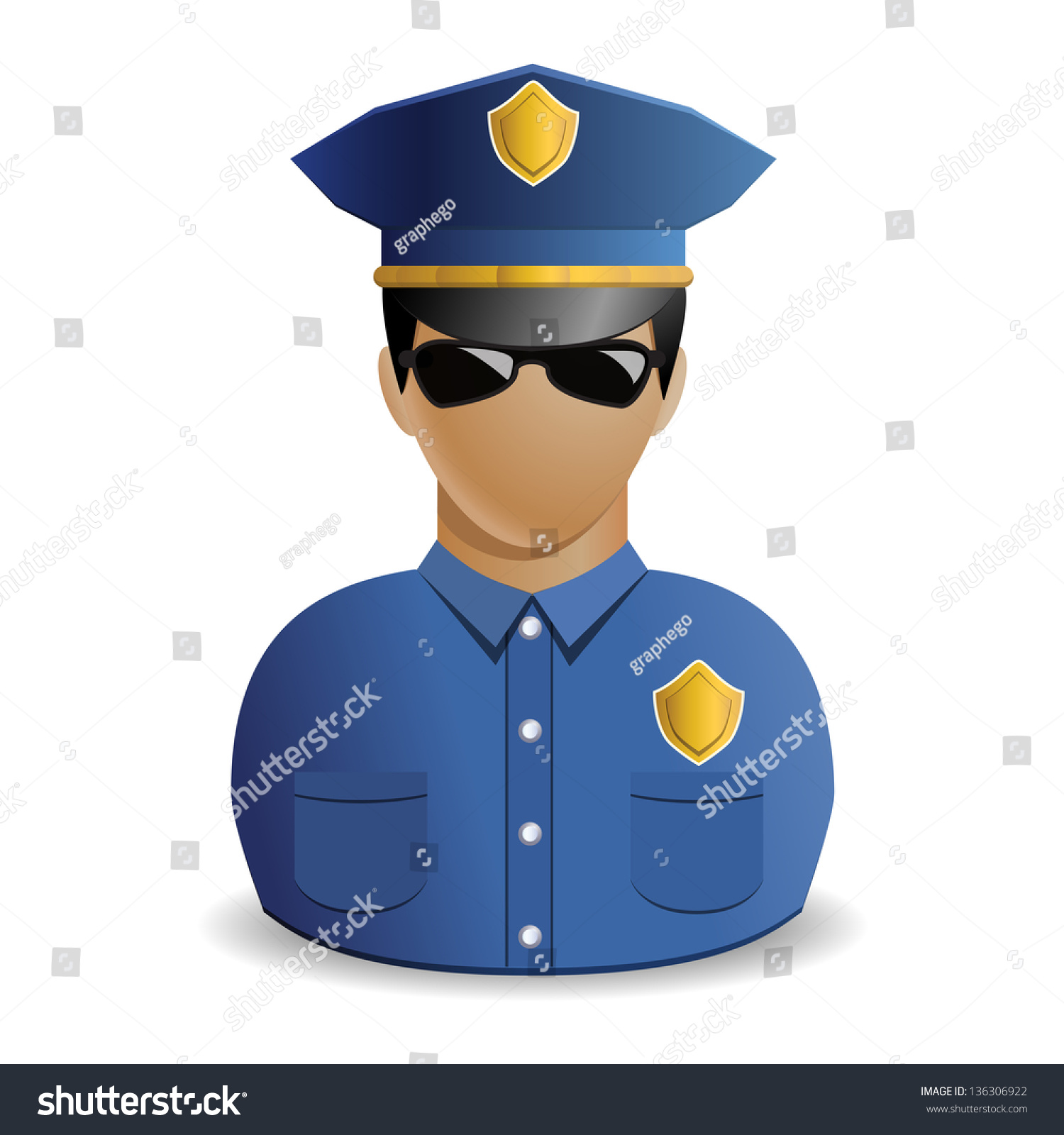 Policeman Police Officer Avatar Icon Isolated のイラスト素材